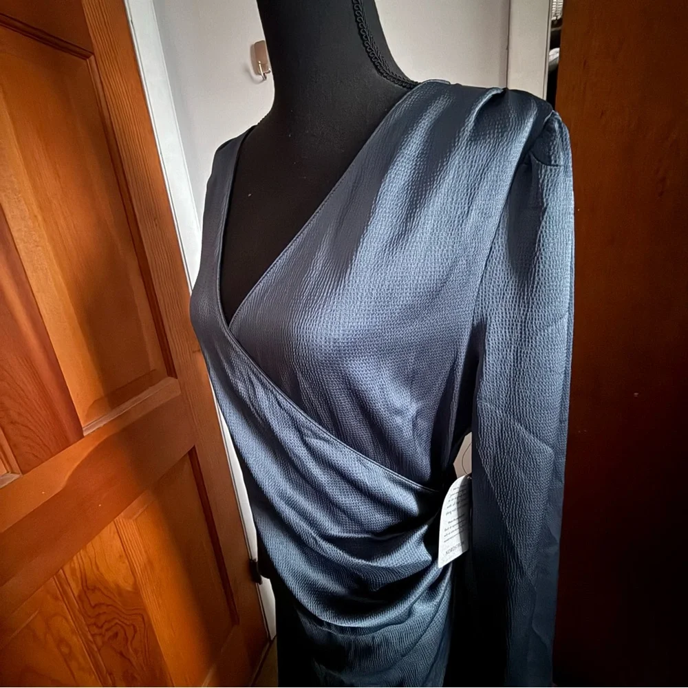 Lush Long Sleeved Silky Evening Dress - Picture 11 of 15